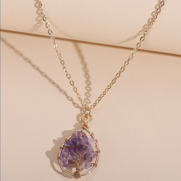 Crystals Tree Charm Necklace - Picture 2 of 4